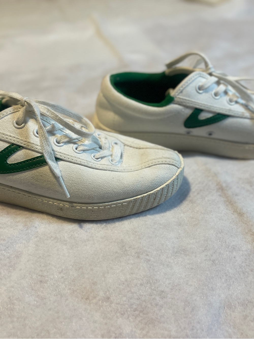Tretorn Nylite Plus Canvas Sneakers White/Green Women's Size 5